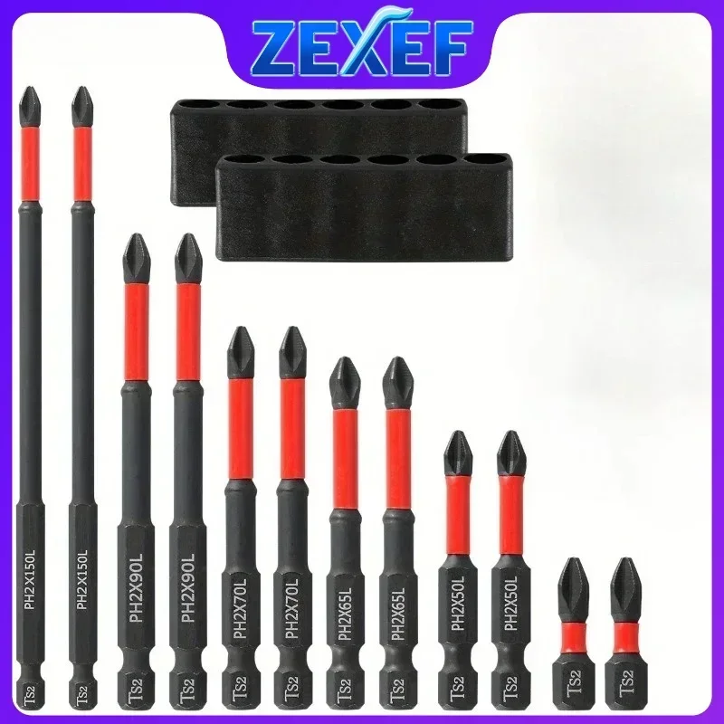 5-12pcs Magnetic Bit Holder Damaged Screw Driver Magnet Set S2 Steel 1/4inch Electric Screwdriver Kit Shank Tools