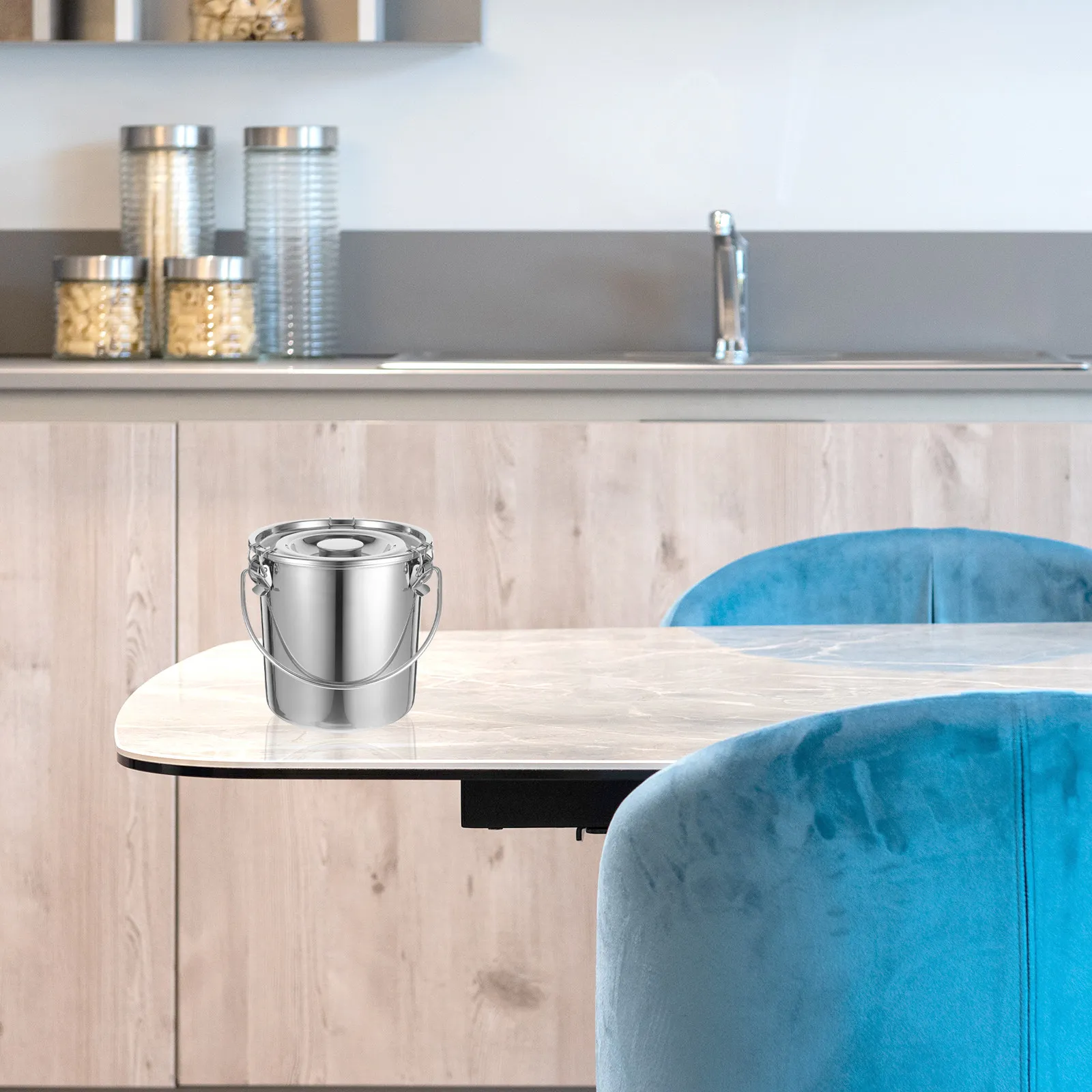 Stainless Steel Bucket Sealed Airtight Container for Food Oil Liquid Transport Leak Proof Handle Stainless Steel Container