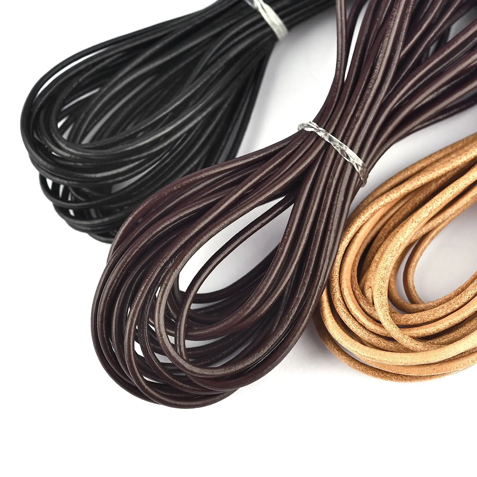 5 Meters 1-3mm Genuine Cow Leather Round Thong Cord DIY Bracelet Jewelry Findings Rope String For Jewelry Making