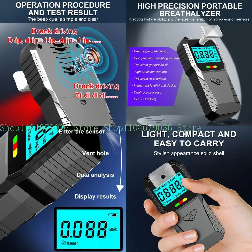 652F Breathalyzer Portable HighPrecision Alcohols Tester Digital LED Display Screen Alcohols Tester for Driver