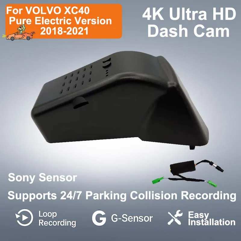 

For VOLVO XC40 Pure Electric Version 2018 2019 2020 2021 4K Plug And Play Easy Installation Wifi Car Video Recorder DVR DashCam