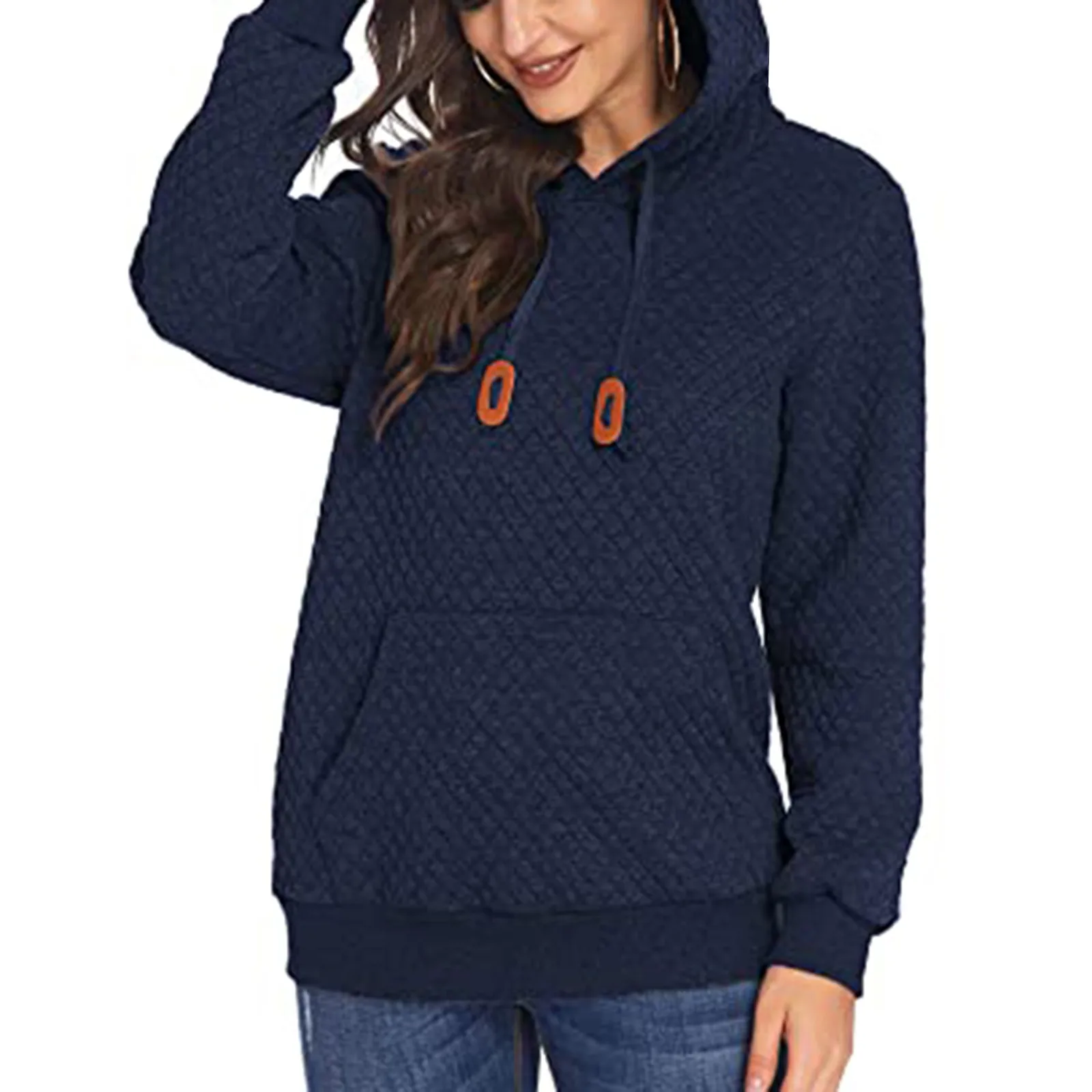 

Y2K Sweatshirt Women Sleeve Blouse Hooded Long Warm Pocket Fashion Hoodies Pullover Women's Solid Hoodies Sweatshirt Hoodies