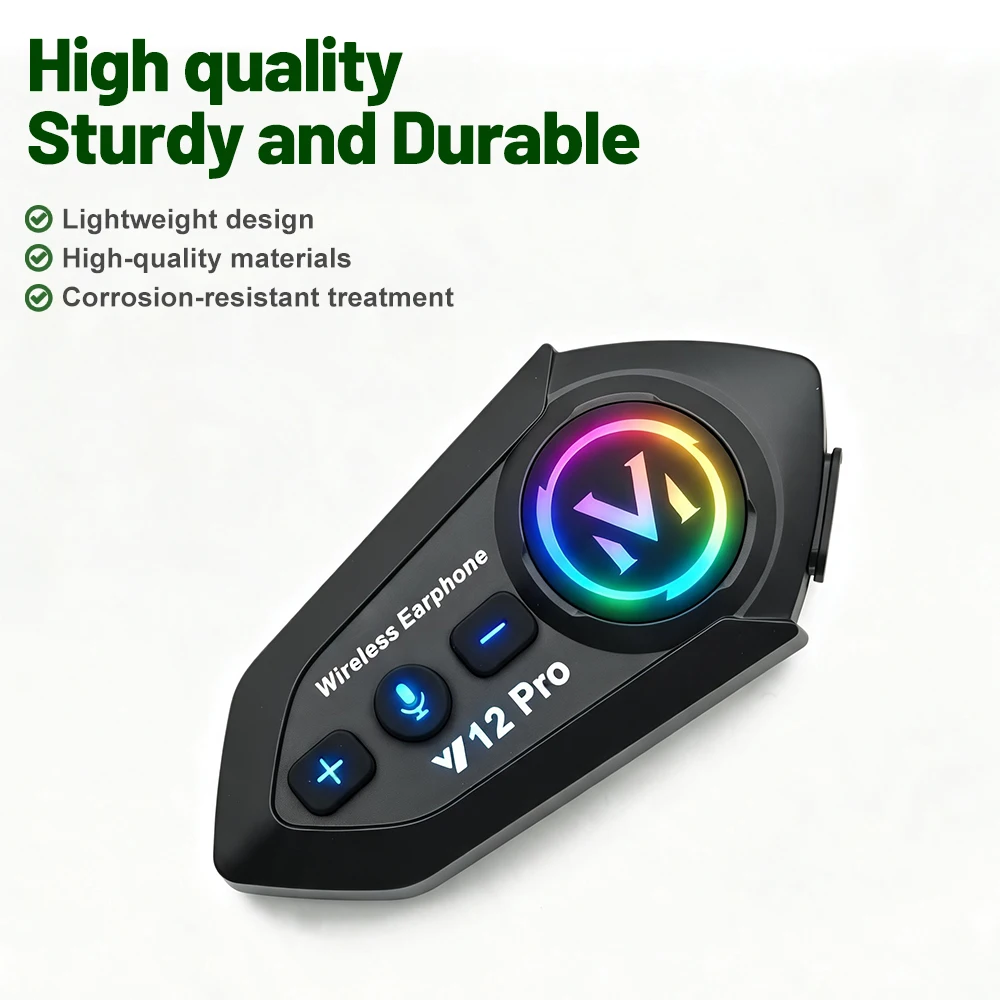 Y12 Pro Dual Mic Motorcycle Helmet Headset Stereo Bluetooth Hands Free Call Universal 1000mAh Waterproof FM Radio