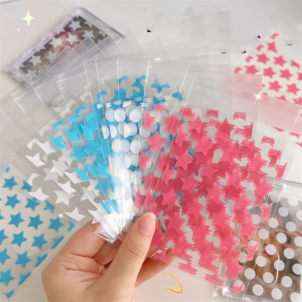 50pcs/pack 8x13cm Transparent Small Packing Bags for Gift Paper Card Packaging Opp Bags Dot Star Birthday Wrapping Supplies