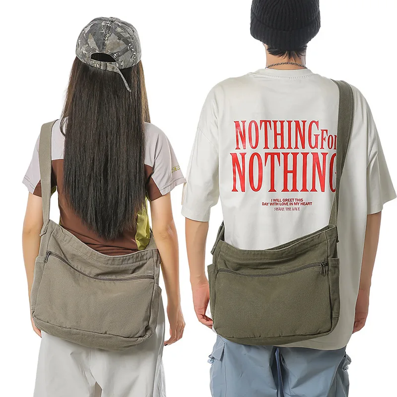 

Men Women Shoulder Crossbody Book Bag Teenage Youth Fashion Canvas Students Messenger Bag for School 2025 Large Unisex Handbags
