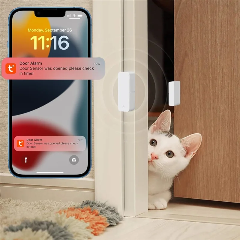 DIGIT-Wifi Door Sensor, Smart For Alexa Google Assistant,Home Security Door Open, For Business Burglar, Window Sensor