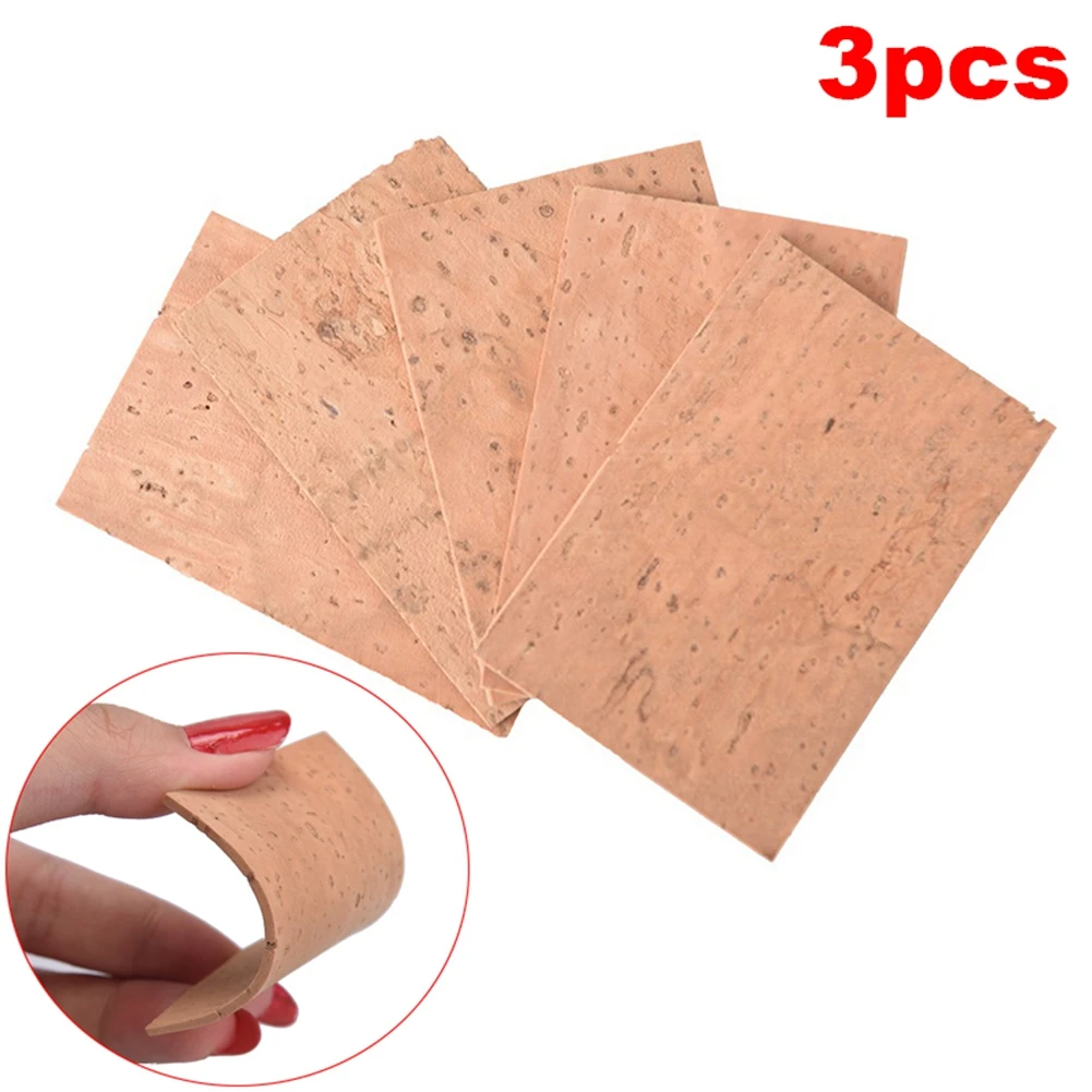 3PCS 60*40*2mm Natural Saxophone Cork Sheet Neck Joint Board Suitable for Alto/Soprano/Tenor Sax