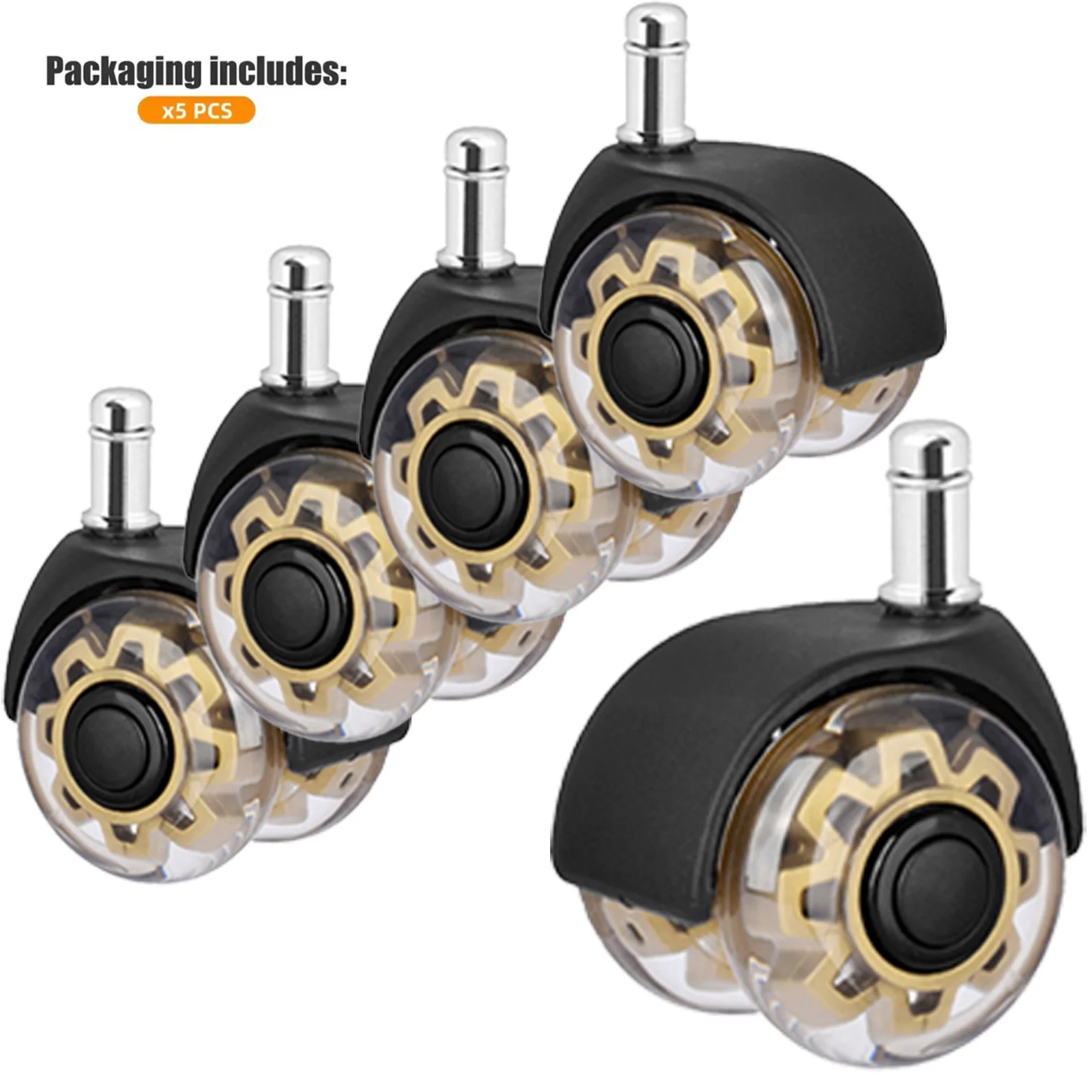 

(5 Packs) Office Chair Wheels Replacement 2 Inch Heavy Duty Caster Wheels Quick & Quiet Rolling Chair Universal Casters