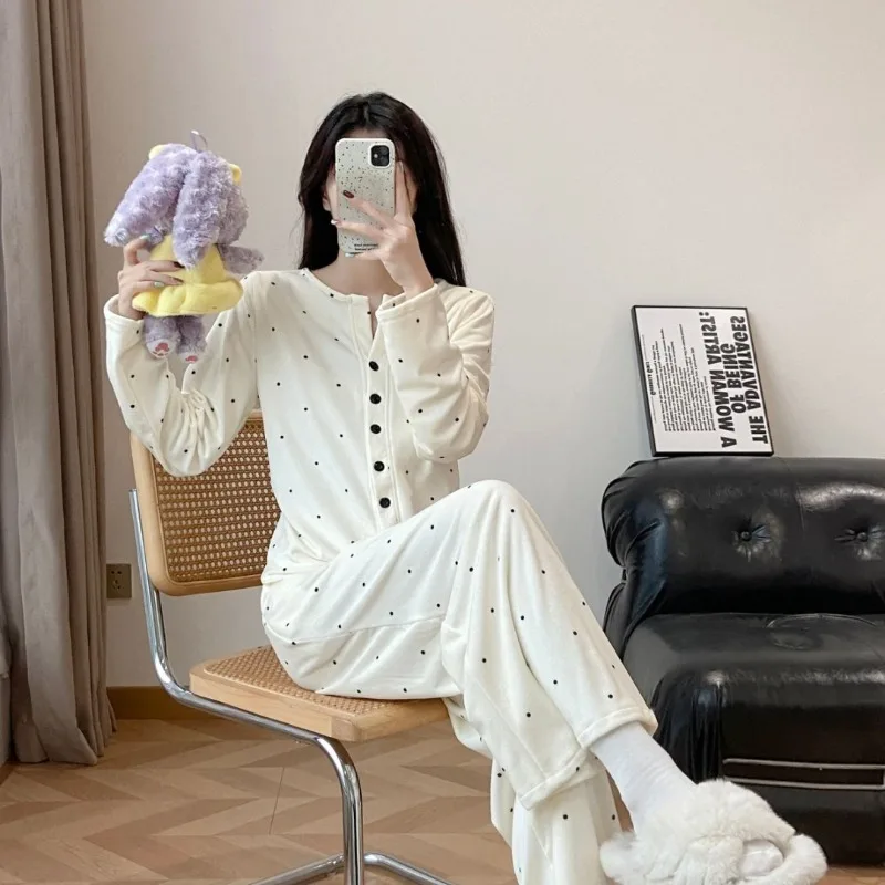 2025 خريف شتاء جديد فاخر جزيرة المخملية المرأة منامة سميكة الدافئة عكسها عالية الجودة المتسكعون مجموعة الدافئة عادية XL #4