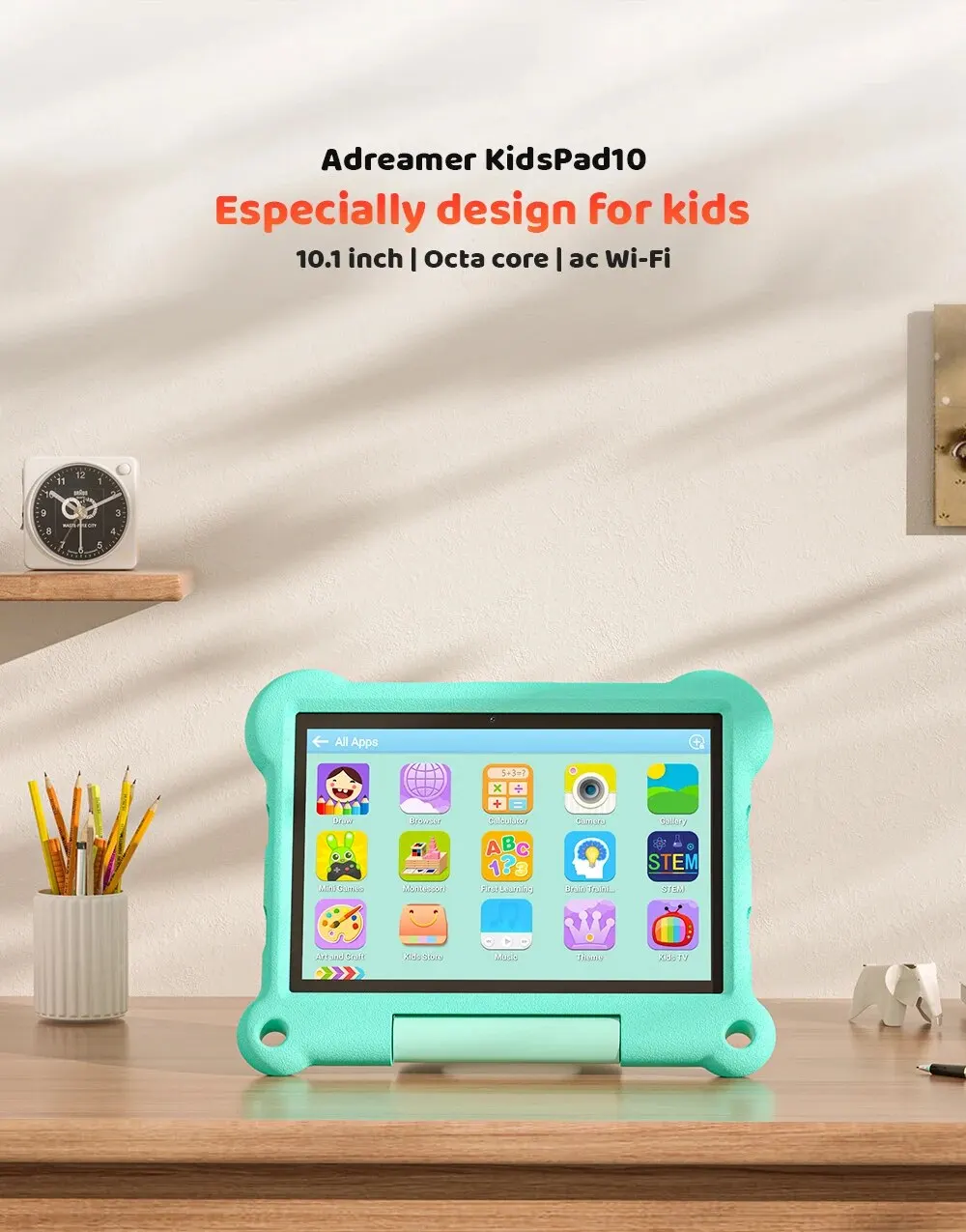 KidsPad-Étui de protection de qualité oligcomestible, 10.1 pouces, application SuffAWA, Octa-Core, 4G, persévérance, touristes, WiFi, 4 Go + 64 Go avec Bluetooth, WiFi, Real 6000mAh