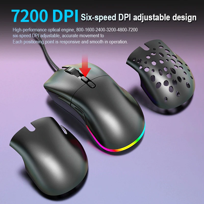 M88 2.4GHz Wireless + Wired RGB Mouse Optical Mouse With USB Receiver Gamer 7200DPI 7 Button Mouse For PC Laptop Accessories