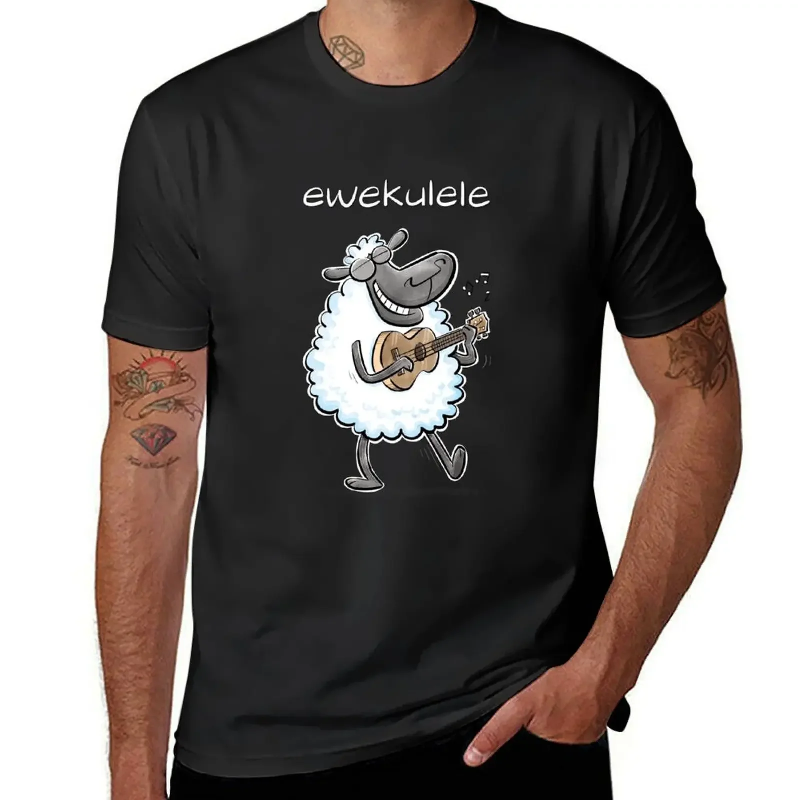 Ewekulele - a sheep and a ukulele T-Shirt oversizeds quick-drying tops anime figures outfits for men