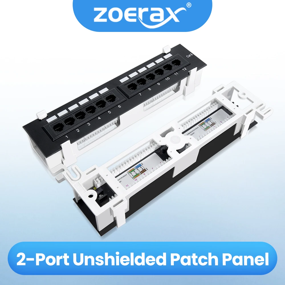 

ZoeRax Mini 12-Port Vertical Patch Panel with 89D Bracket and Wallmount Bracket Included, Network Patch Panel Punch Down Block