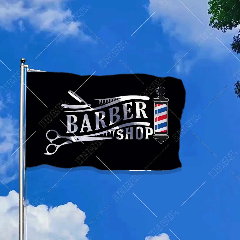 2X3FT custom flag for barber shop decoration 90x150cm Scissors razors banner
