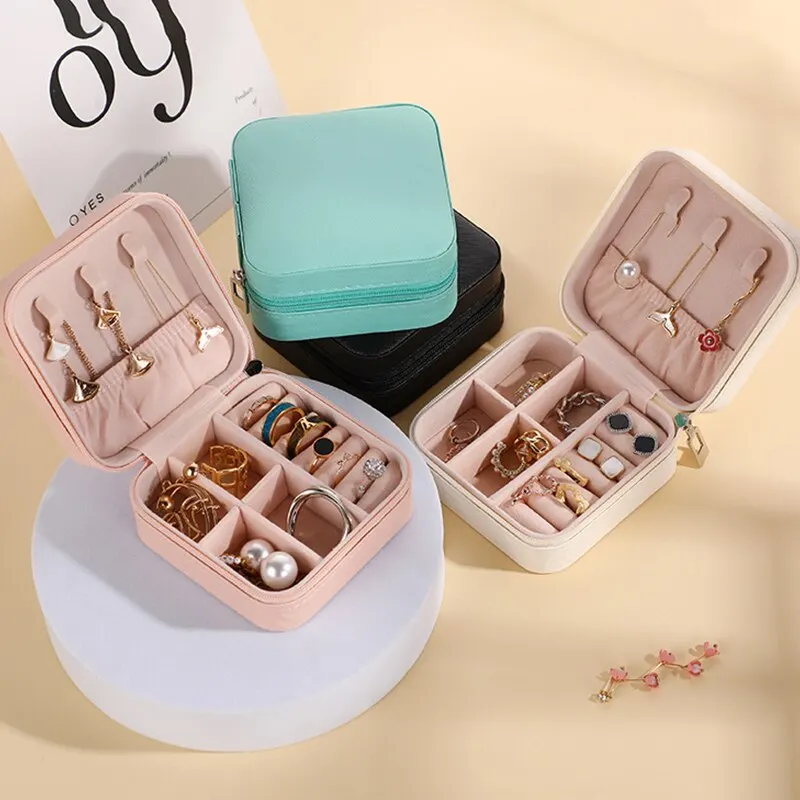 

Portable Home Travel Earrings Necklace Storage Case for Women Ring Organizer PU Leather Display Case Mini Jewelry Storage Box
