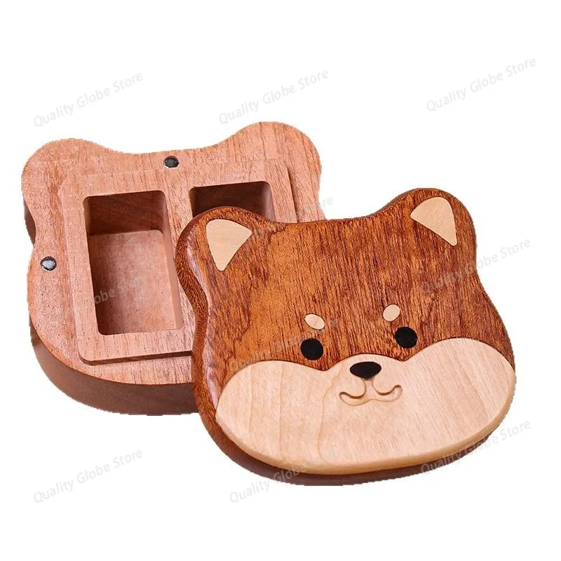 

Cute Shiba Inu Design Keepsake Box - Solid Wood Baby Hair and Umbilical Cord Storage Box Wooden materials
