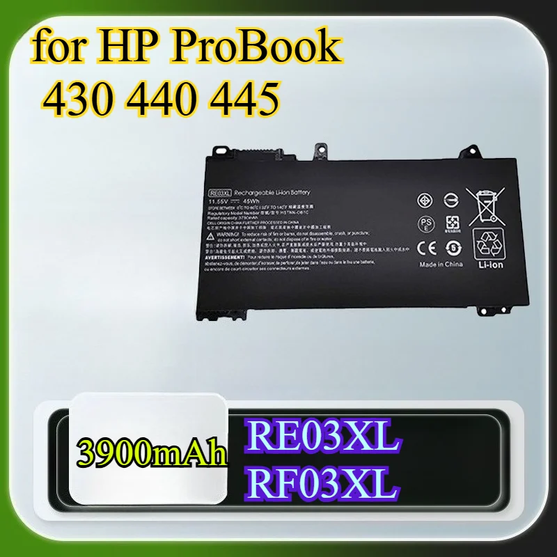 

3900mAh Laptop Battery RE03XL for HP ProBook 430 440 445 High Capacity Replacement Battery ProBook 430 G6 440 G6 445