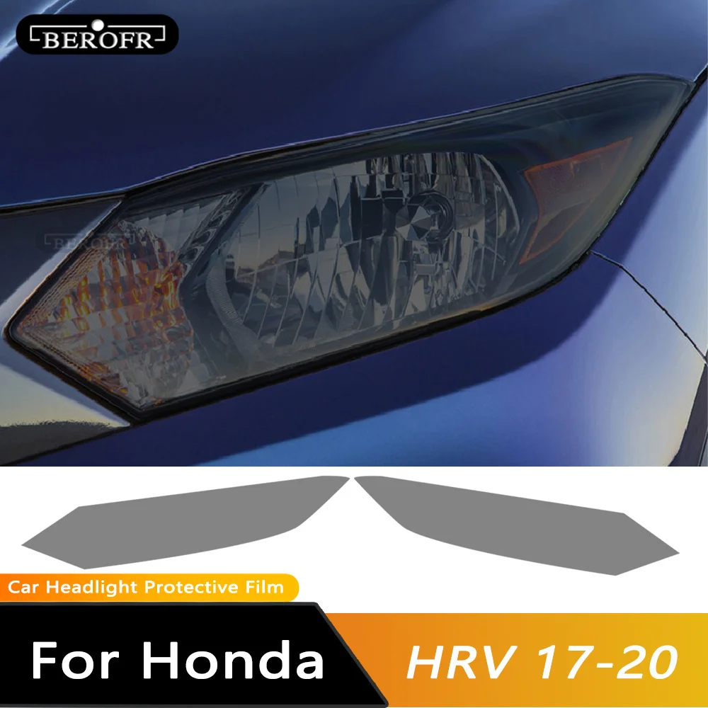 

2 Pcs Car Headlight Protective Film Restoration Transparent Black TPU Sticker For Honda HRV 2016 2017 2018 2019 2020 Accessories