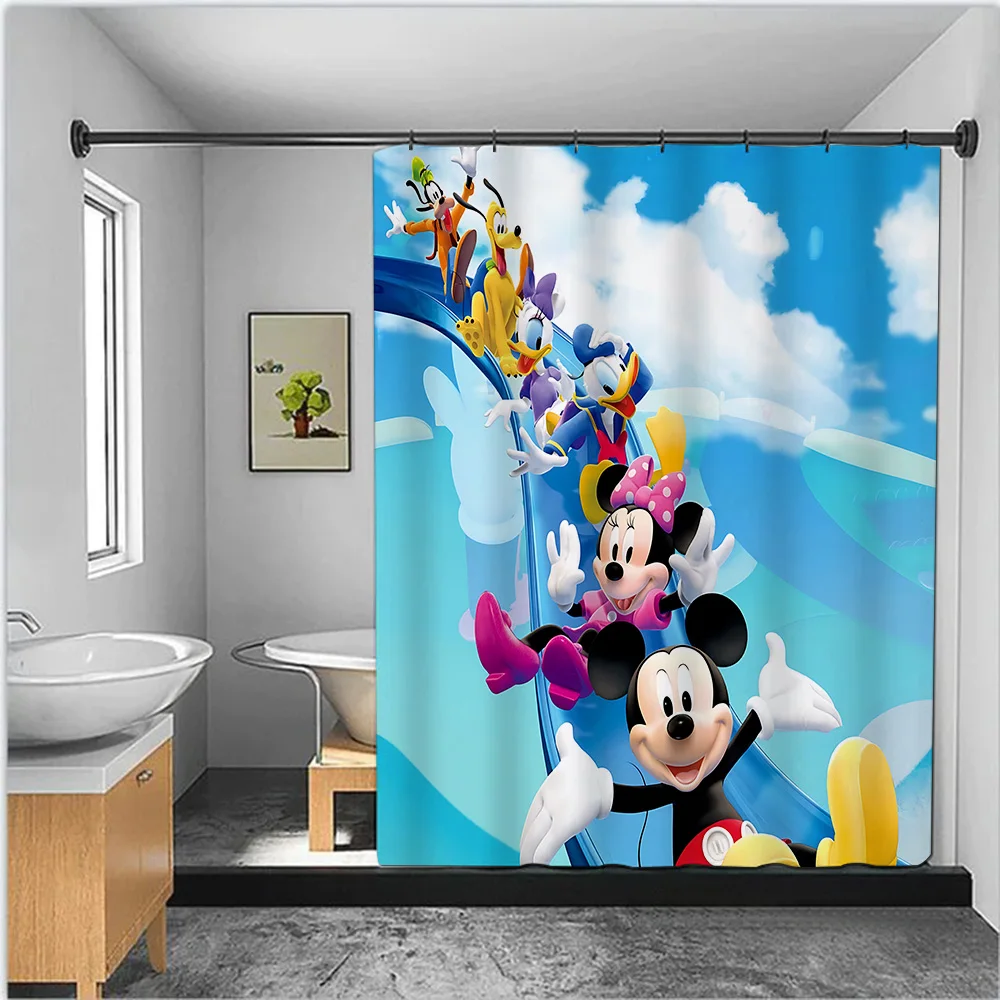 Mickeys Minnies Shower Curtain Waterproof Polyester Fabric Paint Colorful Bath Curtains Home Bathroom Decor Curtain With Hook