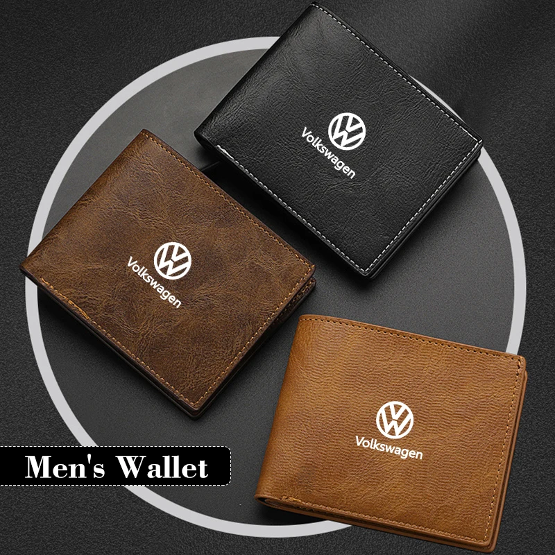 Men Wallet Car Logo Leather Coin Purse Personalised ID Card Holder For Volkswagen VW Golf 4 6 GTI Tiguan Passat B5 B6 B7 MK5 Pol