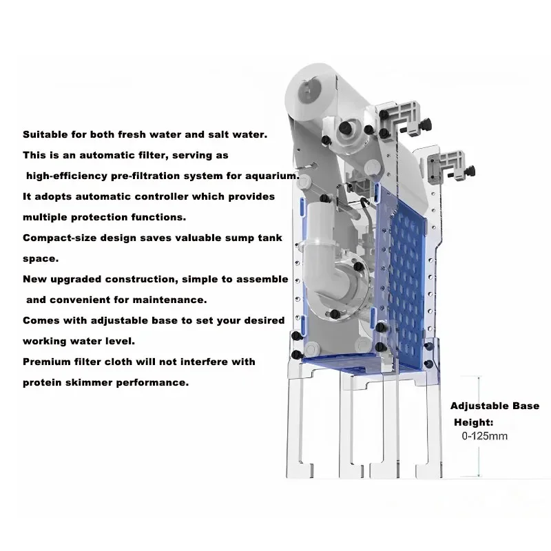 Fish Tank Auto Roll Fleece Filter Automatic Roller Filter System Wet Dry Separation for Reef Tank & Large Aquarium