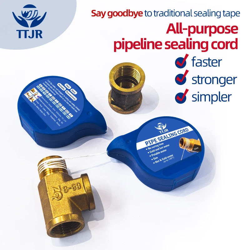 L55 50m Threaded Pipe Sealing Rope, Super Strong Anti-Loosening and Waterproof Tape, Kitchen and Bathroom Repair Nano Tape