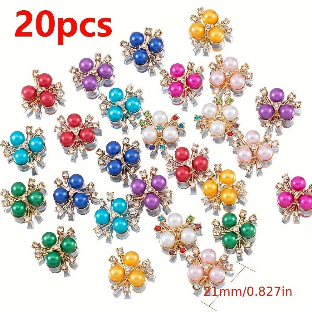 20pcs Flower Imitation Pearls Rhinestone Cabochon