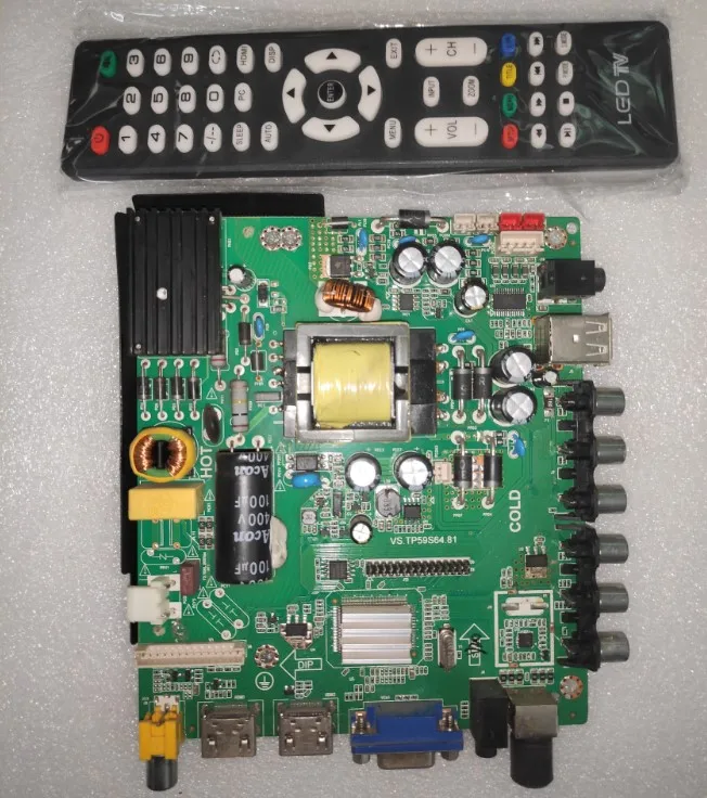 ¡Envío gratis! VS.TP59S64.81 placa base de TV tres en uno con control remoto Compatible con varias pantallas LED