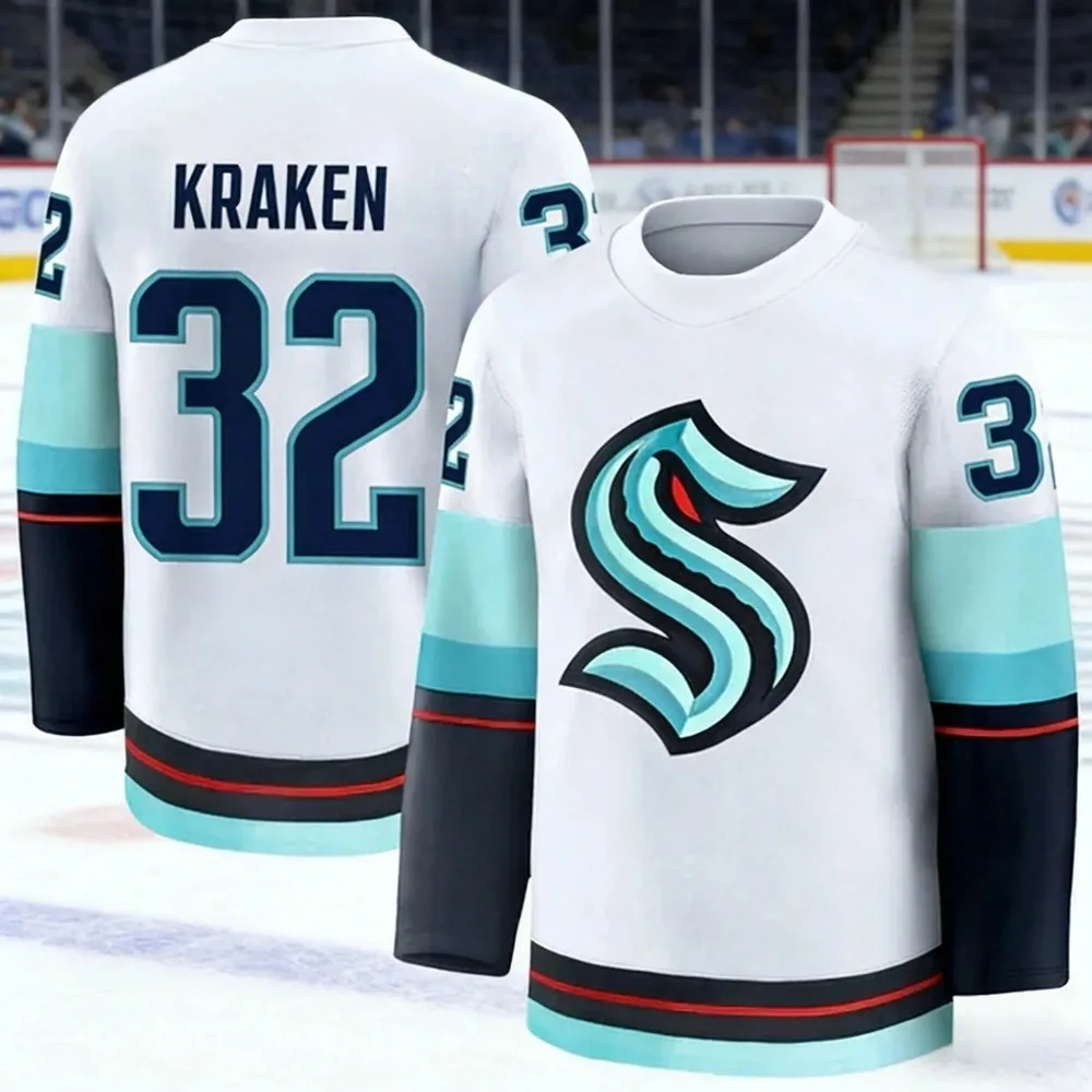 2026 Best-Selling Men's Ice Hockey Training White V-Neck Jersey Moisture-Wicking Children's and Parental Clothing 3D Printed