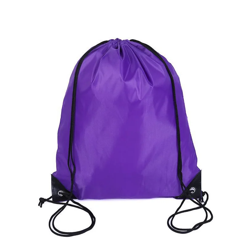 Nylon portable double shoulder drawstring backpack bag thick drawstring bag corset bag gym drawstring shoes bag clothes backpack