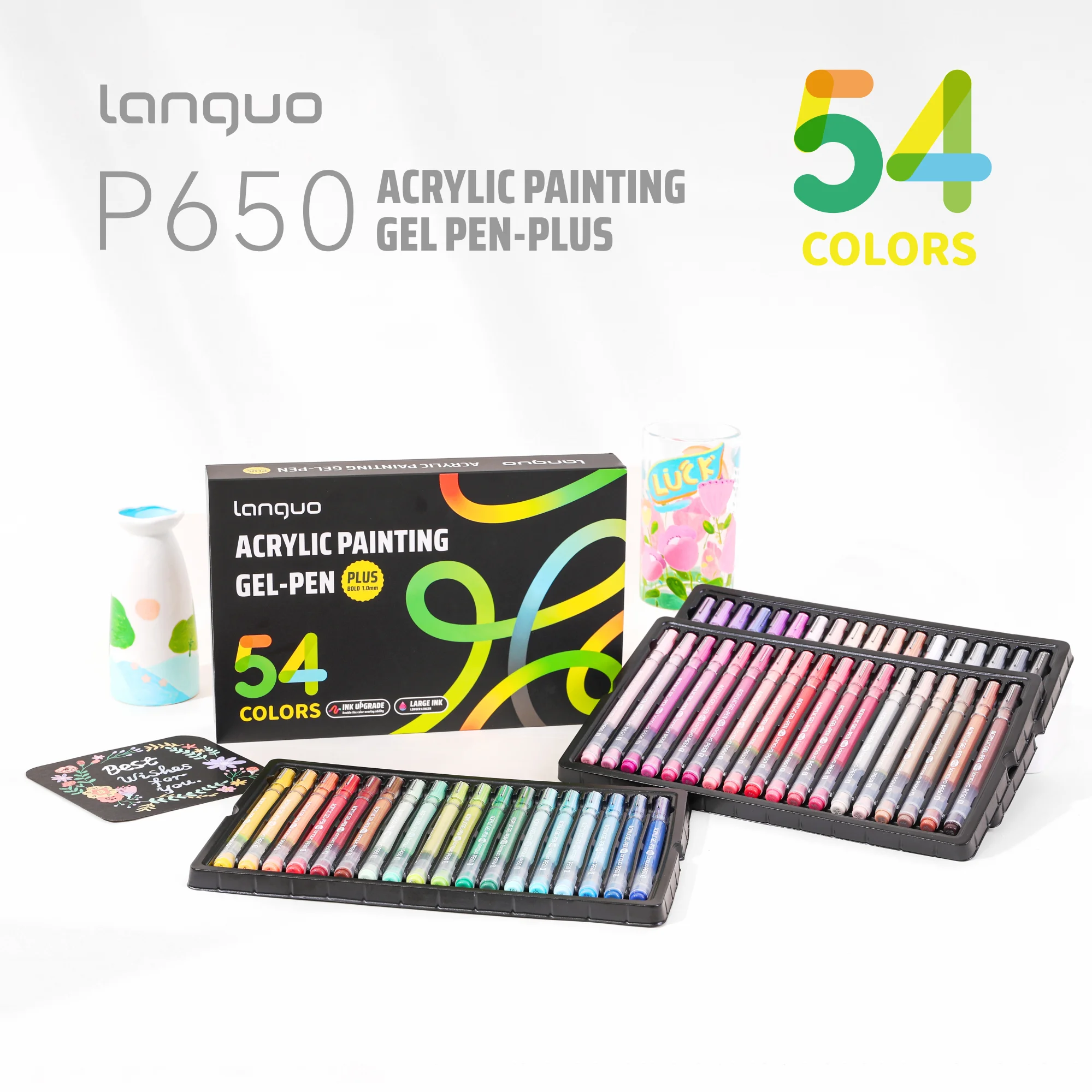 LANGUO 144/36 Kleuren Acryl Schilderen Gel Pen Set 1.0mm Multi-Color Student Schrijven Tekening Marker Pennen School Briefpapier P650