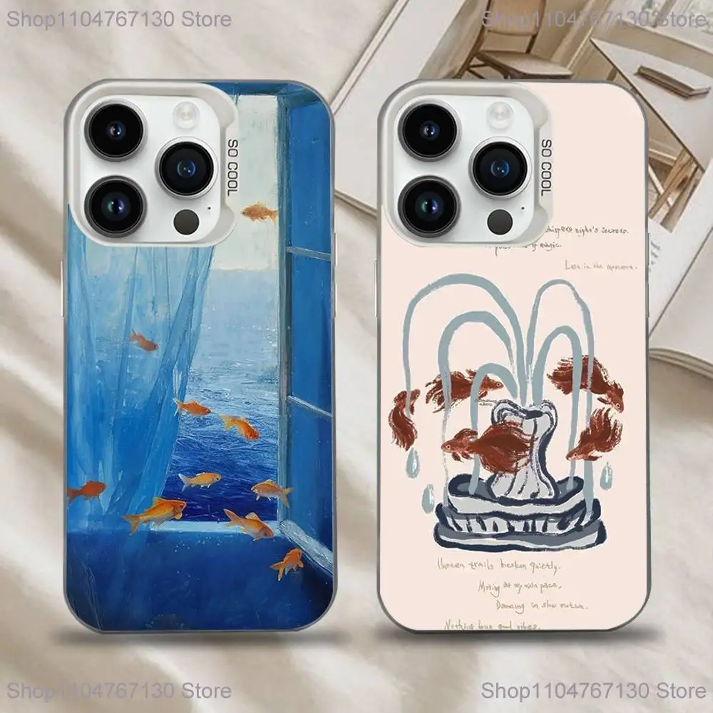 

painting Dream Core Goldfish Phone Case For iPhone 17,16,15,14,13,12,11,Mini,Pro,SE,MAX White Matte Shockproof Cover