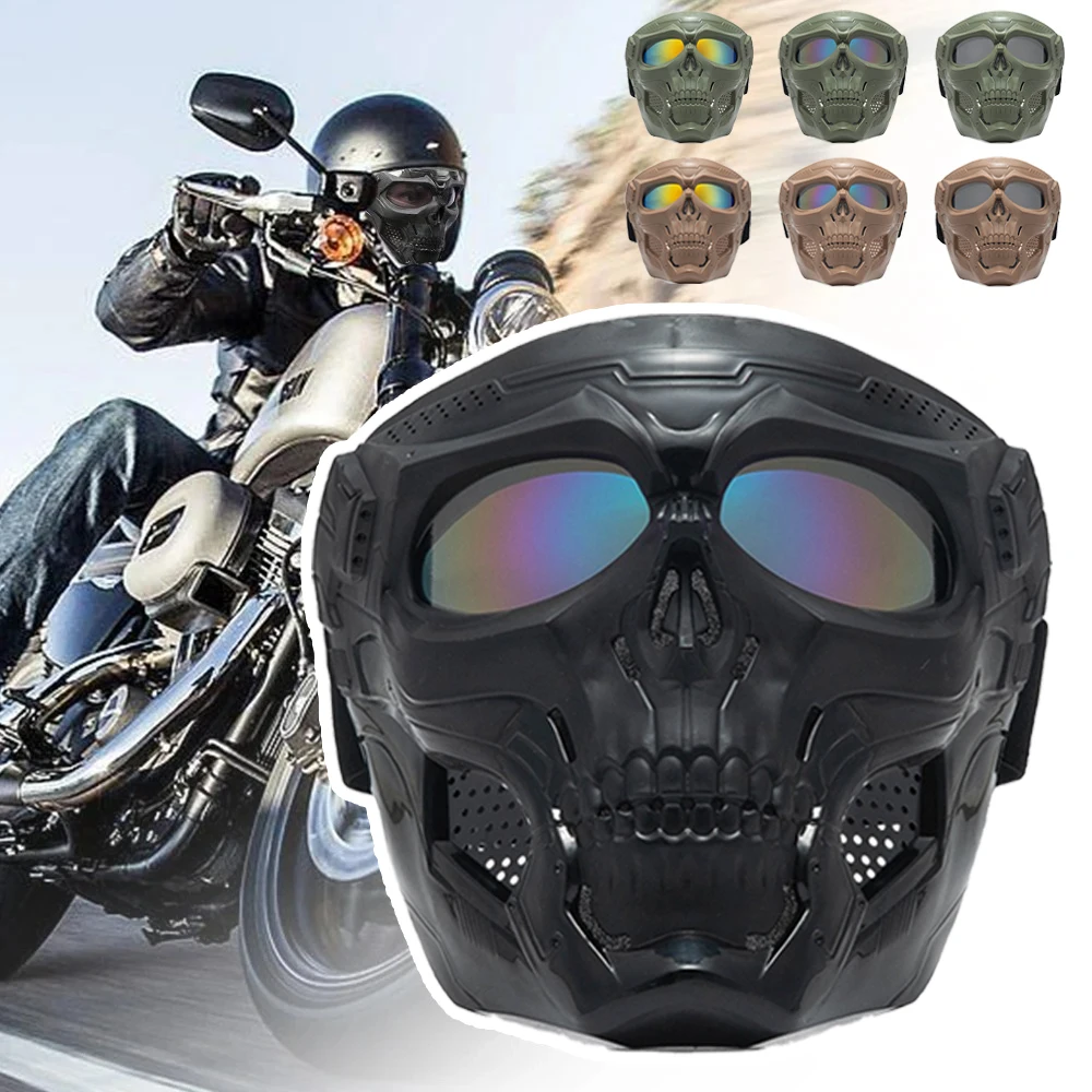 

Motorcycle Goggles Skull Dirt Bike Mask Full Face Windproof Skeleton Mask Bicycle Riding Tactical Helmet Eyewear Protective