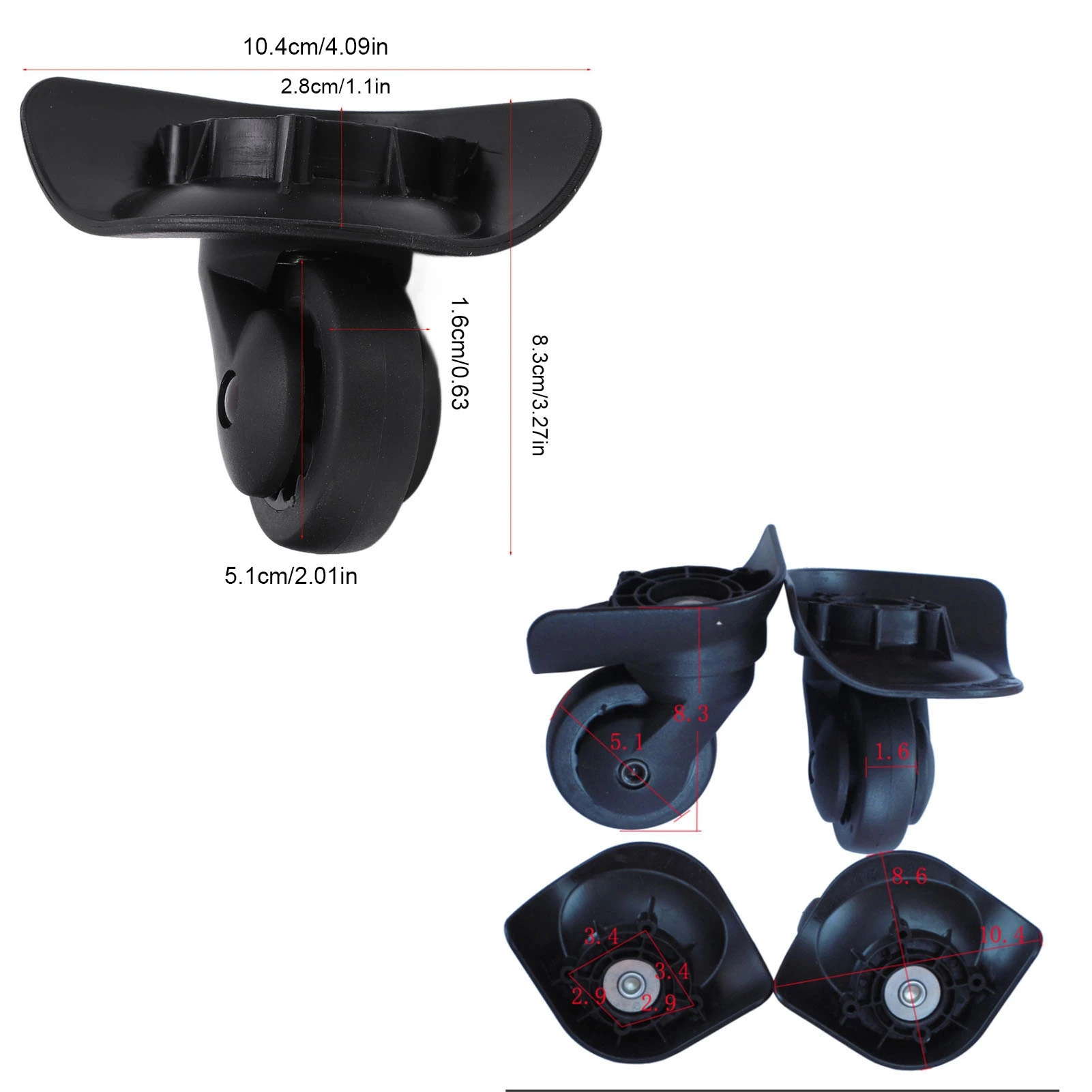1 Pair A53 Trolley Case Luggage Wheel  Travel Suitcase Wheel Replacement Casters Suitcase Replacement Wheels