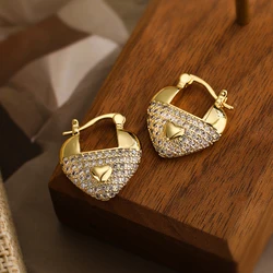 Blingbling Colourful Cubic Zirconia Heart Earrings For Womon, Glamorous OL Hoop Earrings Party Dating Wedding  Female  Jewelry
