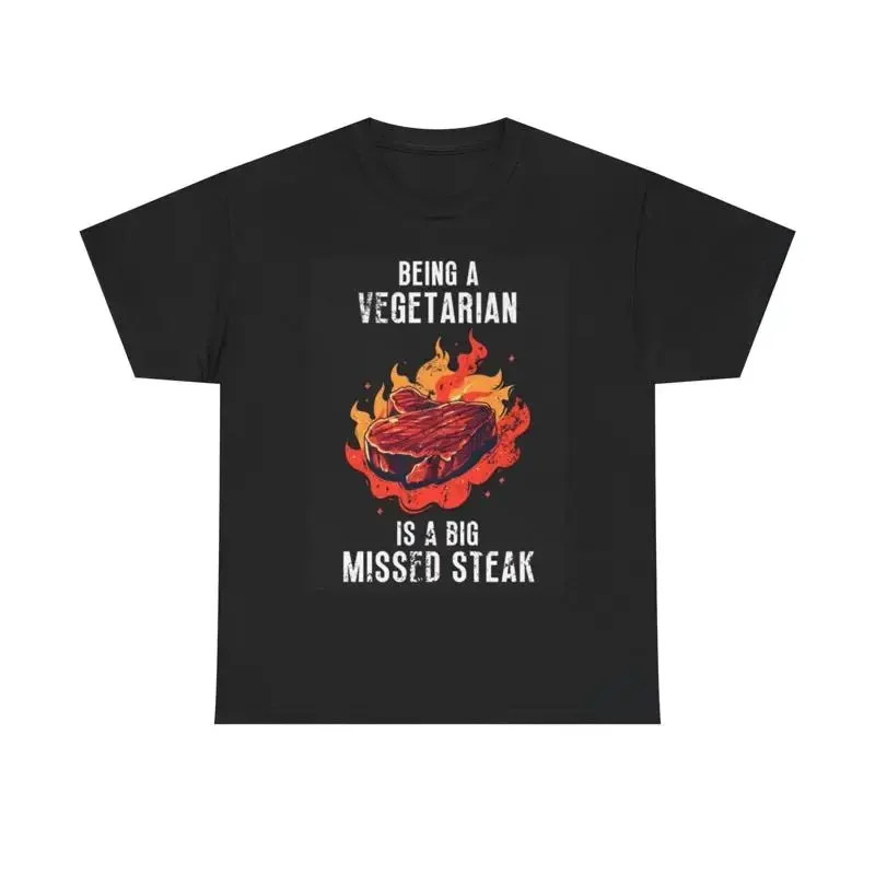Funny Vegetarian T Shirt Steak Bbq Grill Heavy Cotton