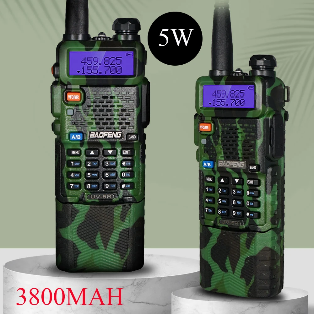 baofengオプション強力な5ワットプロuv-5r迷彩トランシーバー長距離トランシーバーuv5r-2ウェイのcbアマチュア無線