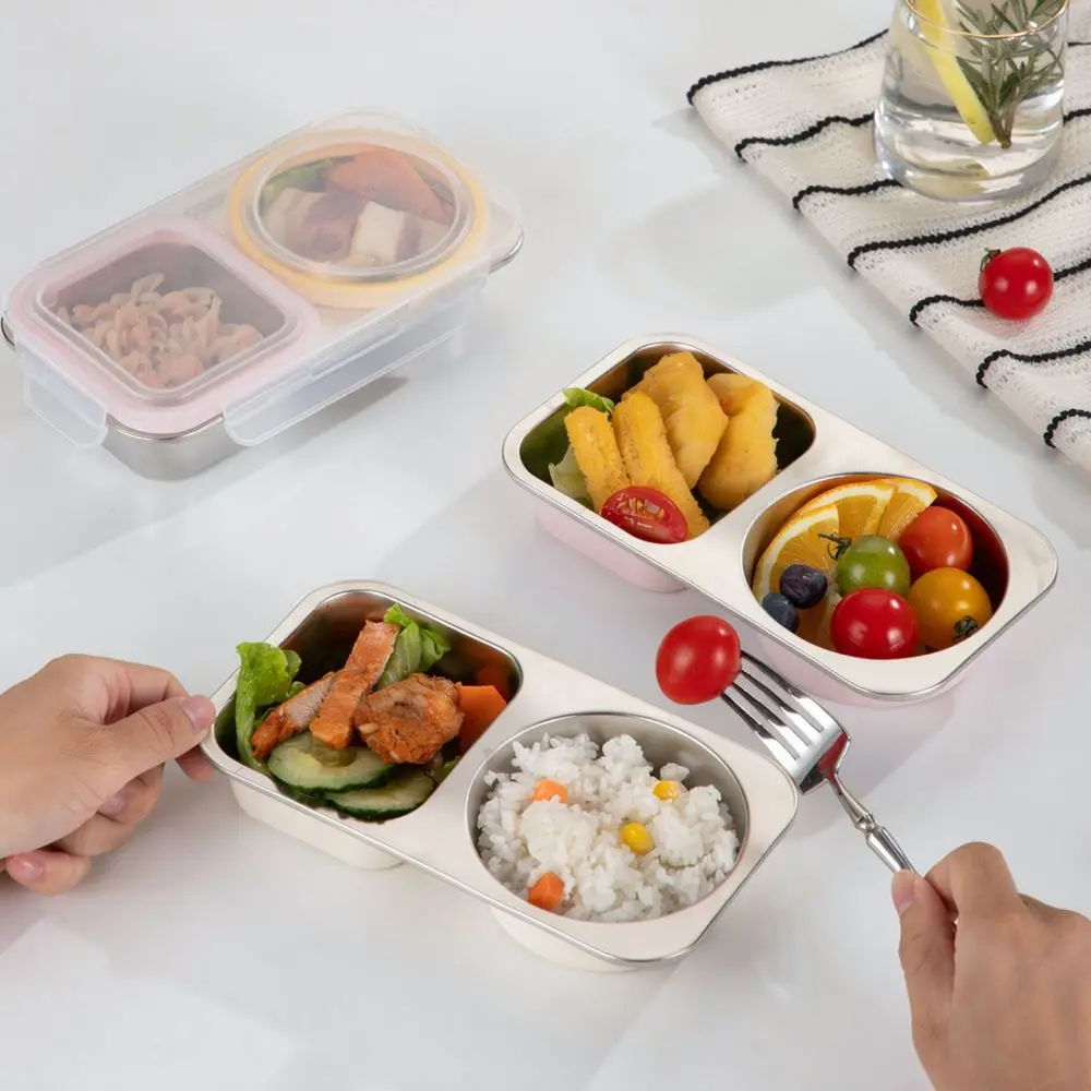 Stainless Steel Divided Bento Box Food Container Microwave Safe Portable Lunch Box For For KAKAM Office Meal Prep Essentials