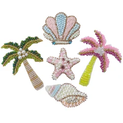Beaded Rhinestones Sea Star Shell Conch Applique Pearls Coconut Tree Crafts DIY Clothing Accessories Sewing Embellishments