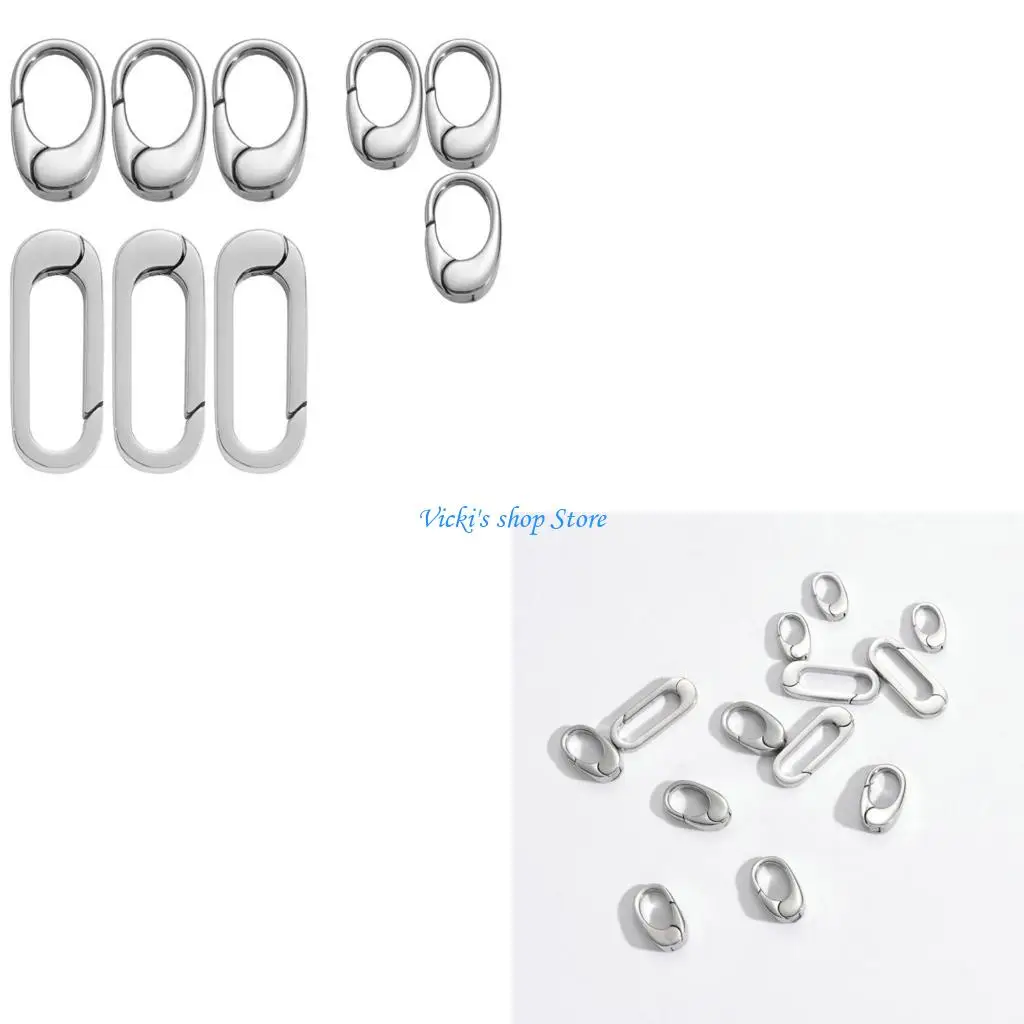 

Набор из 9 универсальных овальных застежек для ожерелий и браслетов, соединители с пружинными кольцами, металлические компоненты