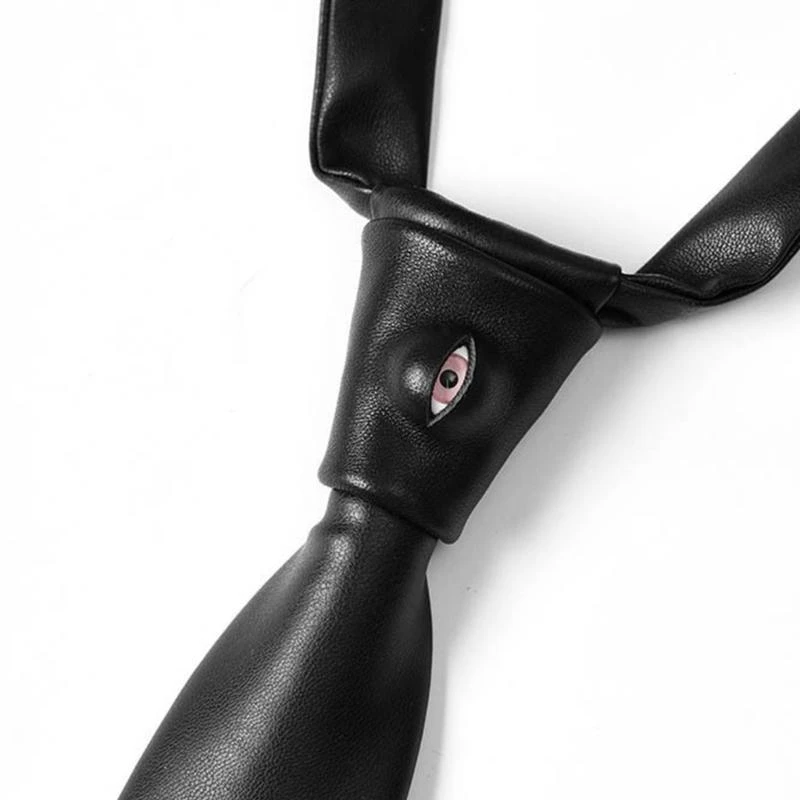 men-women-gothic-punk-pu-leather-tie-solid-color-breathable-and-comfortable-clothing-accessories-dance-cosplay-gifts