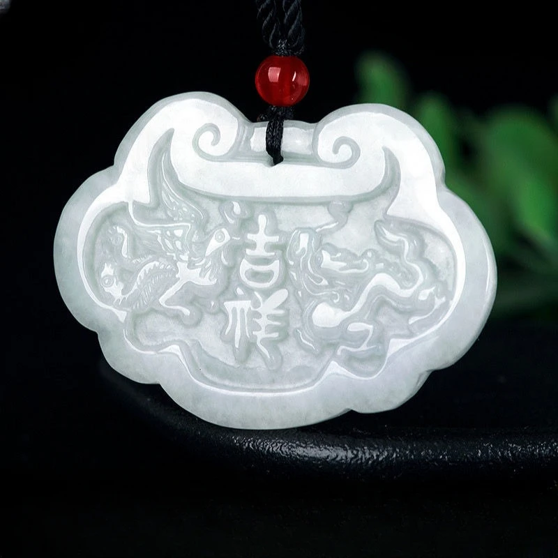 Jade Dragon and Phoenix Lucky Pendant A Goods Glutinous Jade Pendant for Men and Women