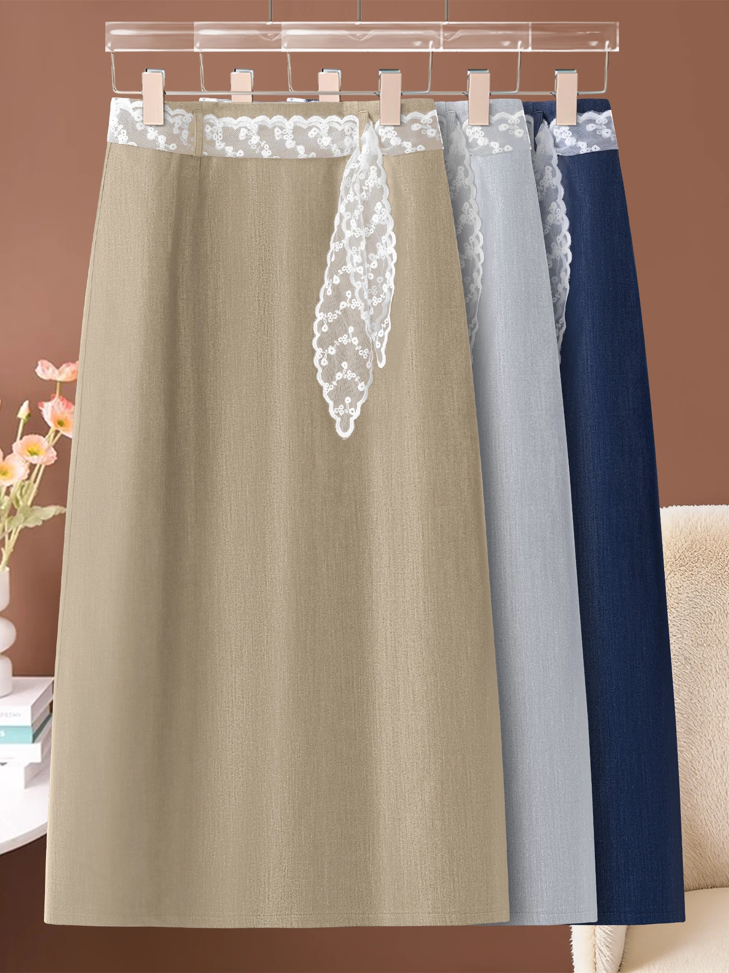

High Waist Straight Cut Midi Skirt Women's Spring Summer 2026 New Style Slimming A-Line Skirt with Slit Bodycon Skirt
