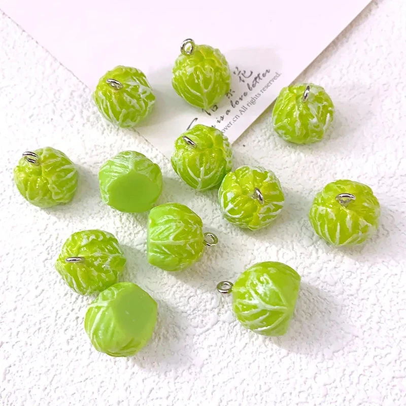 10Pcs Simulated Cabbage Vegetable Resin Charms Kawaii Crafts Earrings Necklace Small Pendant Accessories Jewelry Making Supplies