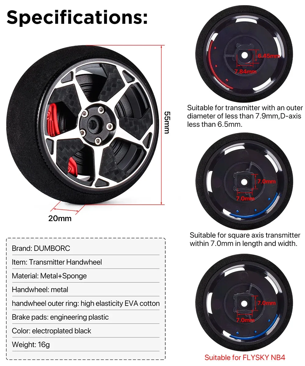 DUMBORC metalowa gąbka nadajnik RC koło zamachowe kierunek zdalnego sterowania kierownica z klockami hamulcowymi aktualizacja dla Dumbo Flysky
