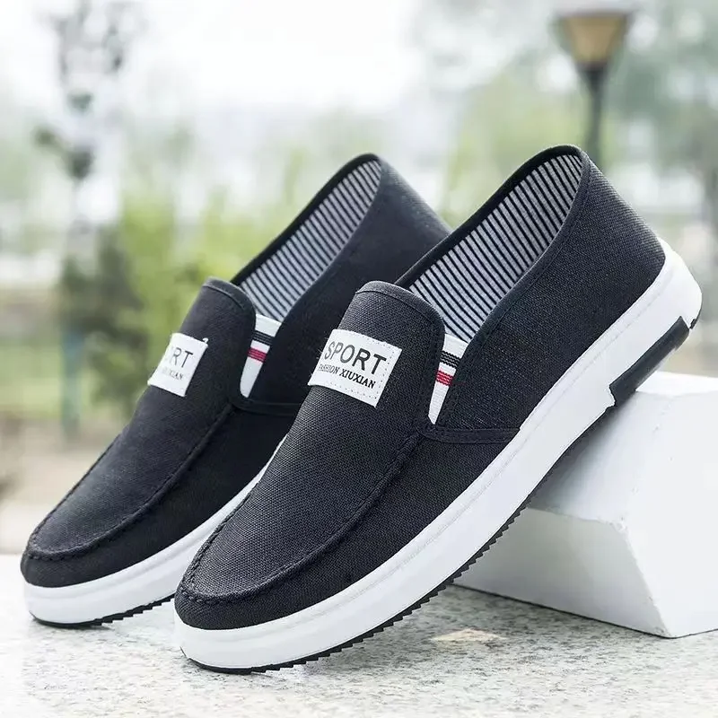 Shallow Canvas Shoes Spring and Autumn New Breathable and Wear-resistant One-pedal Cloth Shoes Low-top Casual Men's Board Shoes