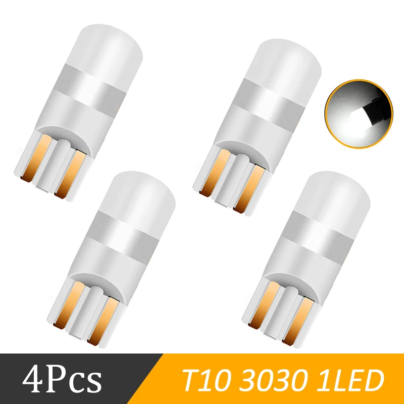 자동차 번호판 램프 돔 독서등, T10 LED W5W, 매우 밝은 자동차 인테리어 부품 전구, 6000K 흰색, 12V, 2 개, 4 개