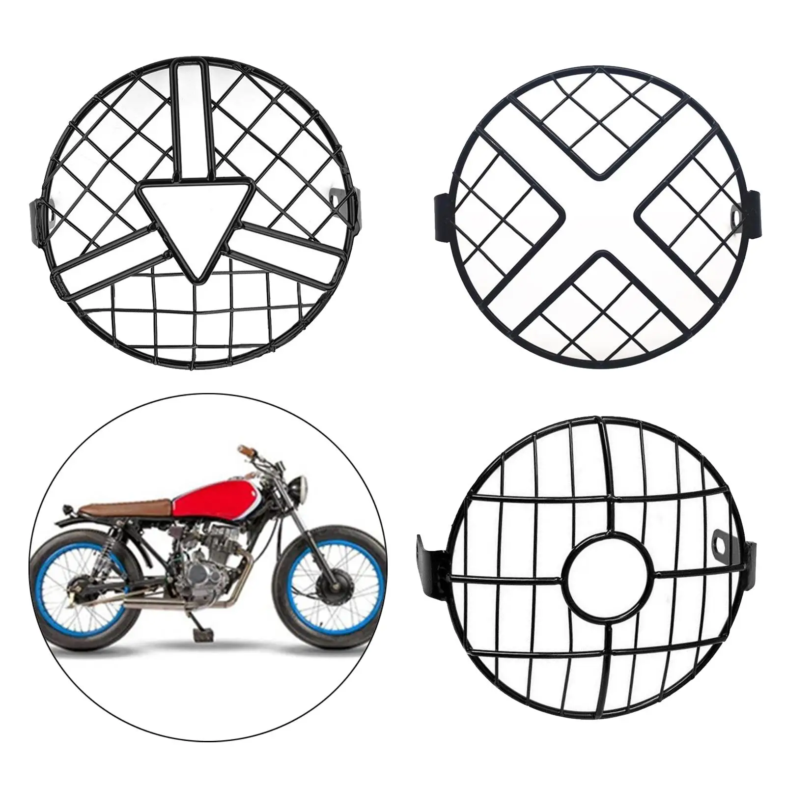 

6.5" Motorcycle Headlight Mesh grill Retro Lamp Grill Cover, Motorbike Mask, Light Cover, for racer Chopper