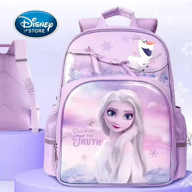 Disney Girl Backpack Cartoon Frozen 2 Elsa Princess Kindergarten Schoolbag Kids Knapsack 3D Embossed Waterproof Large Capacity