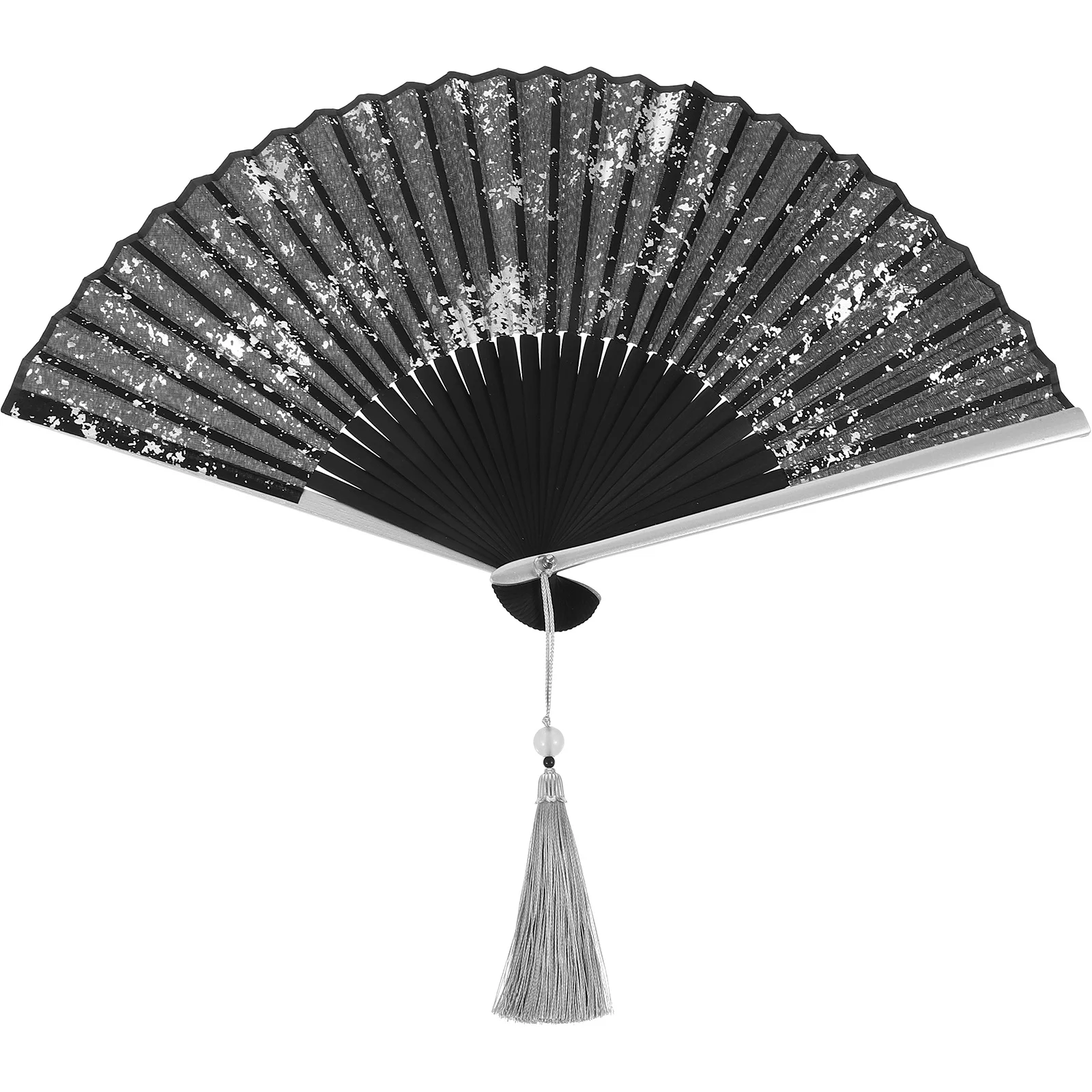 

Chinese Silk Folding Fan Vintage Tassel Handheld Fan for Dance Performance Wedding Party Prop Elegant Retro Style